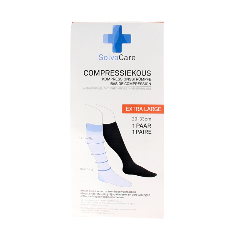 Solvacare Compressiekous zwart XL 29 - 33 cm 1.00 Paar