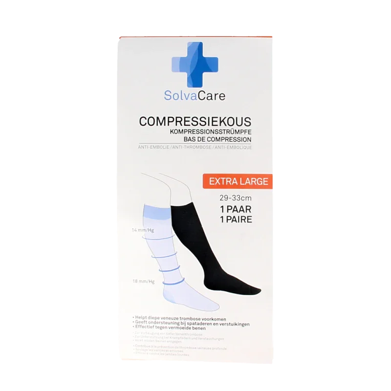 Solvacare Compressiekous zwart XL 29 - 33 cm 1 Paar