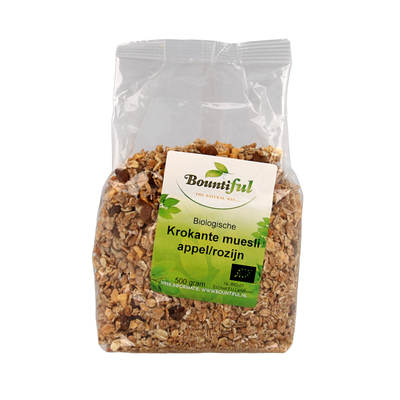 Bountiful Granola appel rozijn muesli bio 500.00 Gram