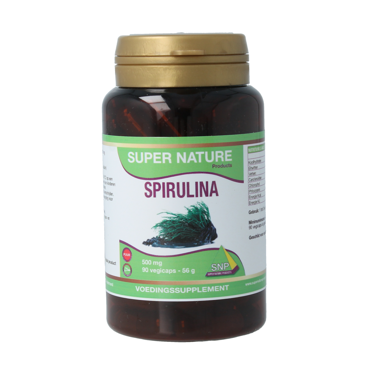 SNP Spirulina 500mg puur 90.00 Vegetarische capsules