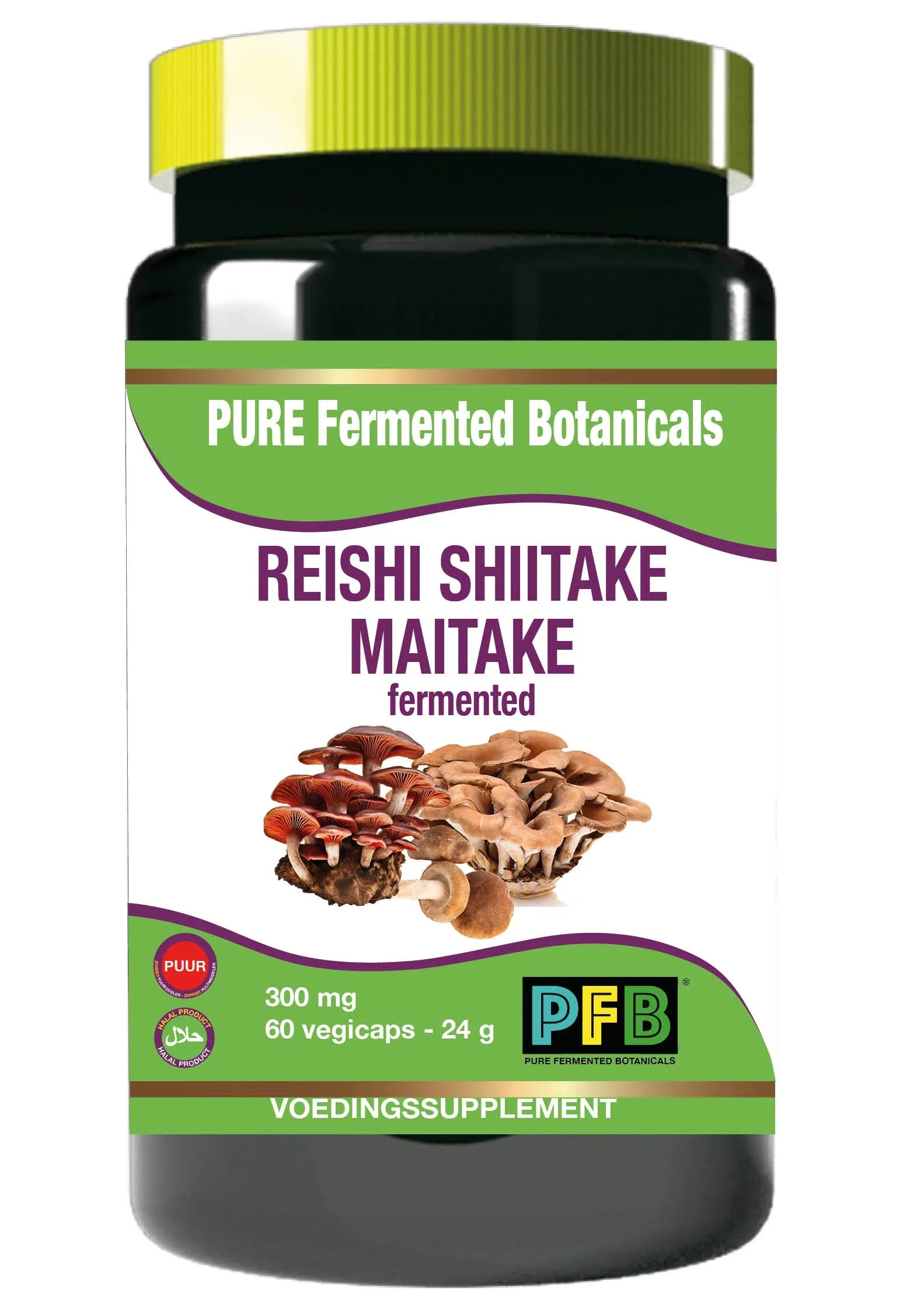 SNP Reishi shiitake maitake fermented 300mg puur 60 Vegetarische capsules