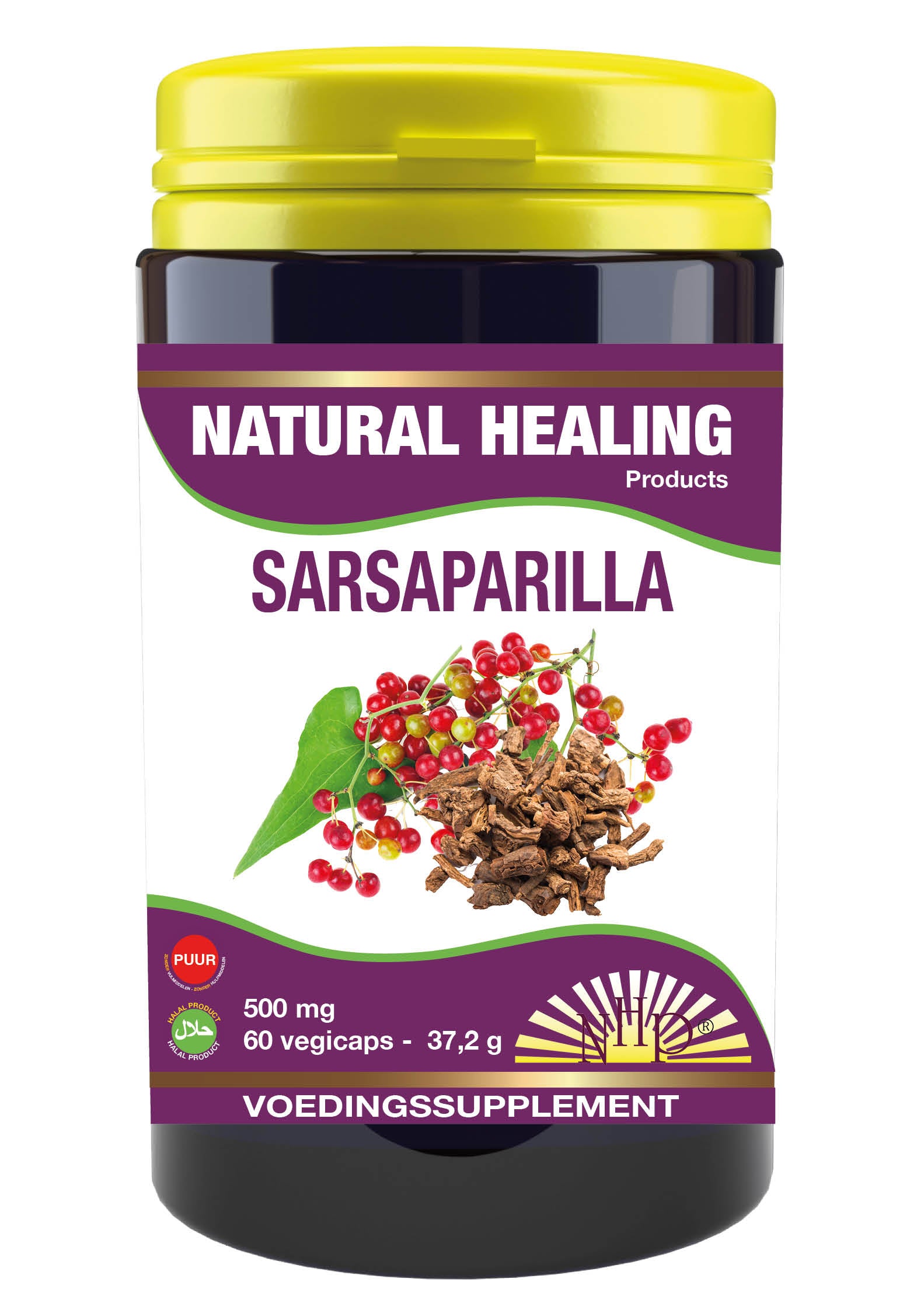 NHP Sarsaparilla 500mg puur 60 Vegetarische capsules