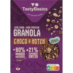 TastyBasics Less carb-high protein granola choco en noten 350 Gram