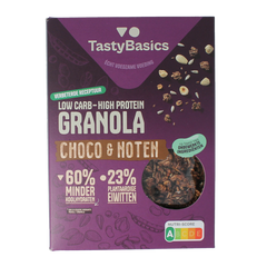 TastyBasics Less carb-high protein granola choco en noten 350 Gram