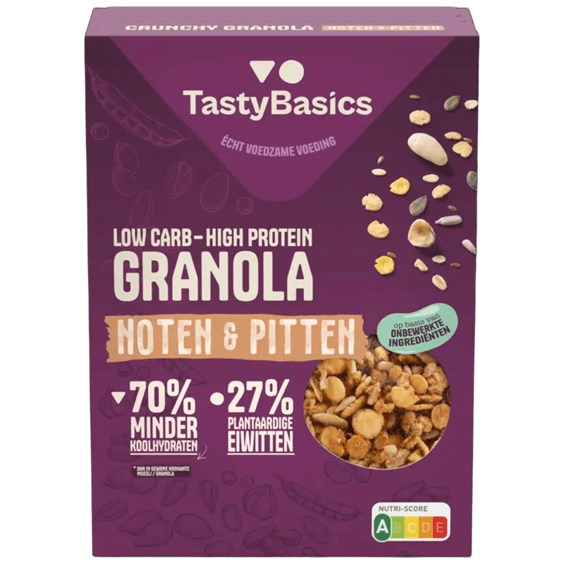TastyBasics Low carb-high protein granola noten & pitten 350.00 Gram