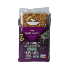TastyBasics Less carb-high protein crackers maanzaad 200.00 Gram