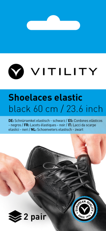 Vitility Schoenveters elastisch zwart 60cm 4 Stuks