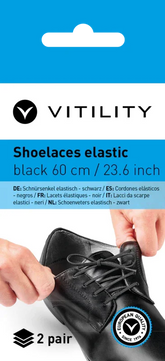 Vitility Schoenveters elastisch zwart 60cm 4 Stuks
