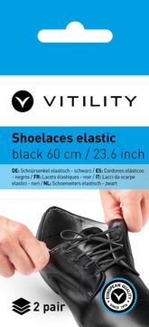 Vitility Schoenveters elastisch zwart 60cm 4 Stuks