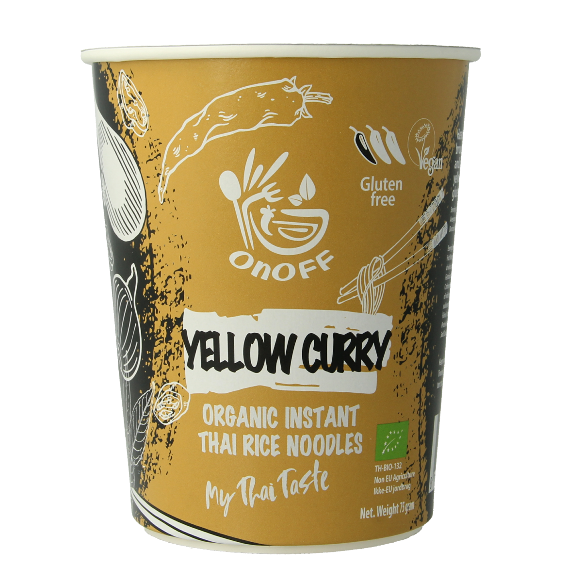 Onoff Instant noodlesoup yellow curry bio 75.00 Gram