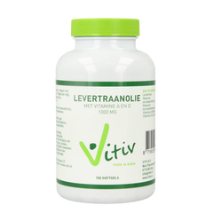 Vitiv Levertraanolie 1000mg vitamine A D 100.00 Softgels