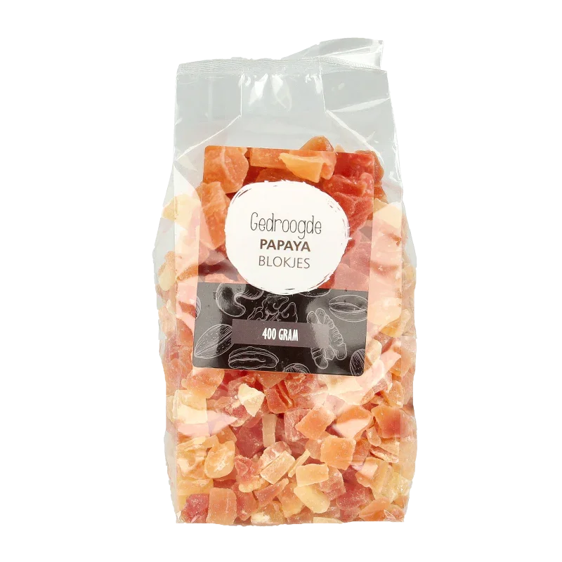 MijnNatuurwinkel Papaya blokjes gedroogd 400 Gram