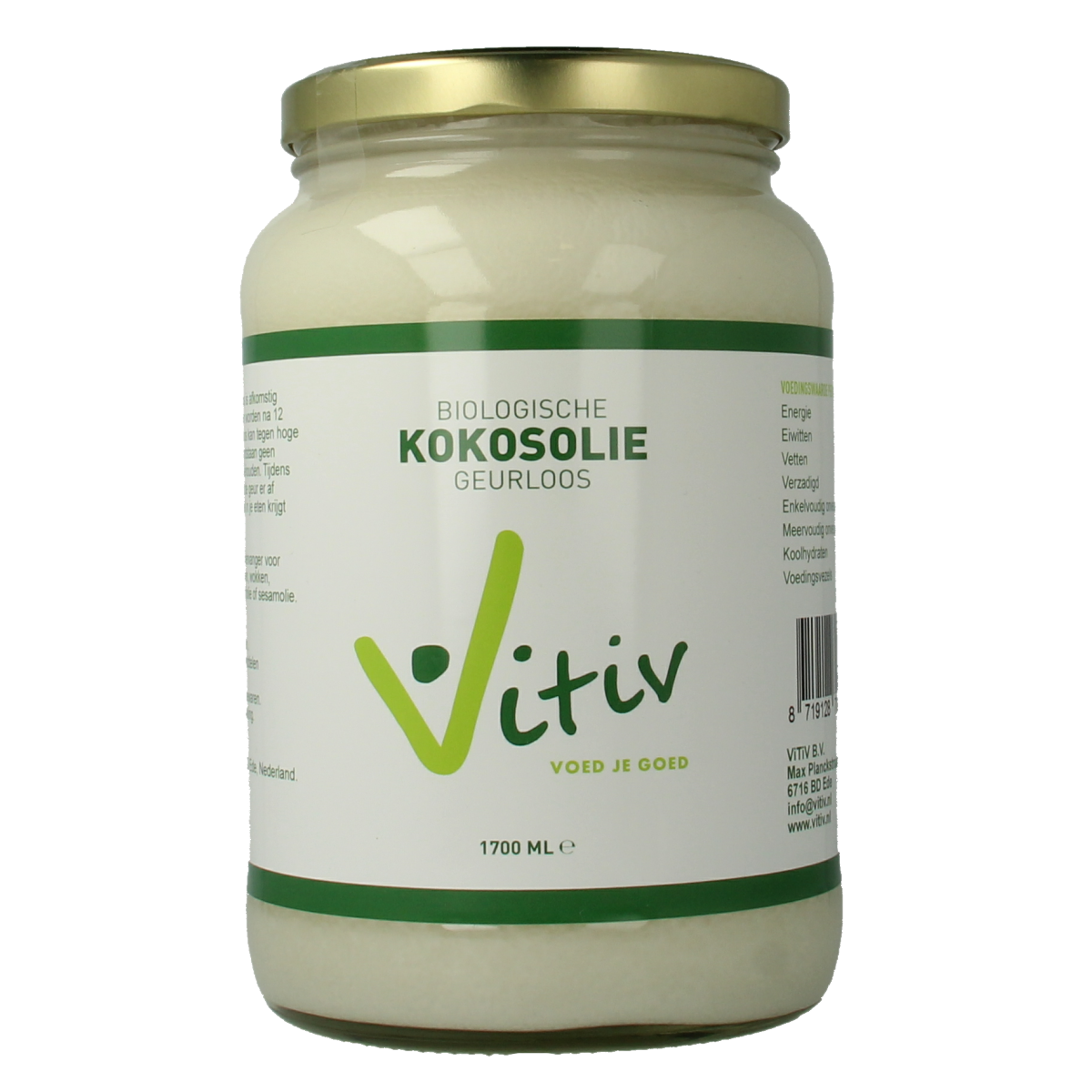 Vitiv Kokosolie geurloos bio 1700.00 Milliliter