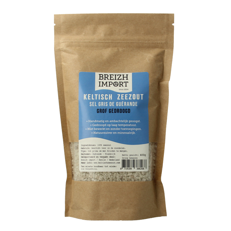 Breizh Import Grof Keltisch zeezout gedroogd (navulzak) 400.00 Gram