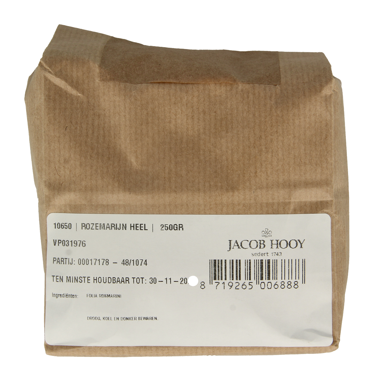 Jacob Hooy Rozemarijn heel 250.00 Gram