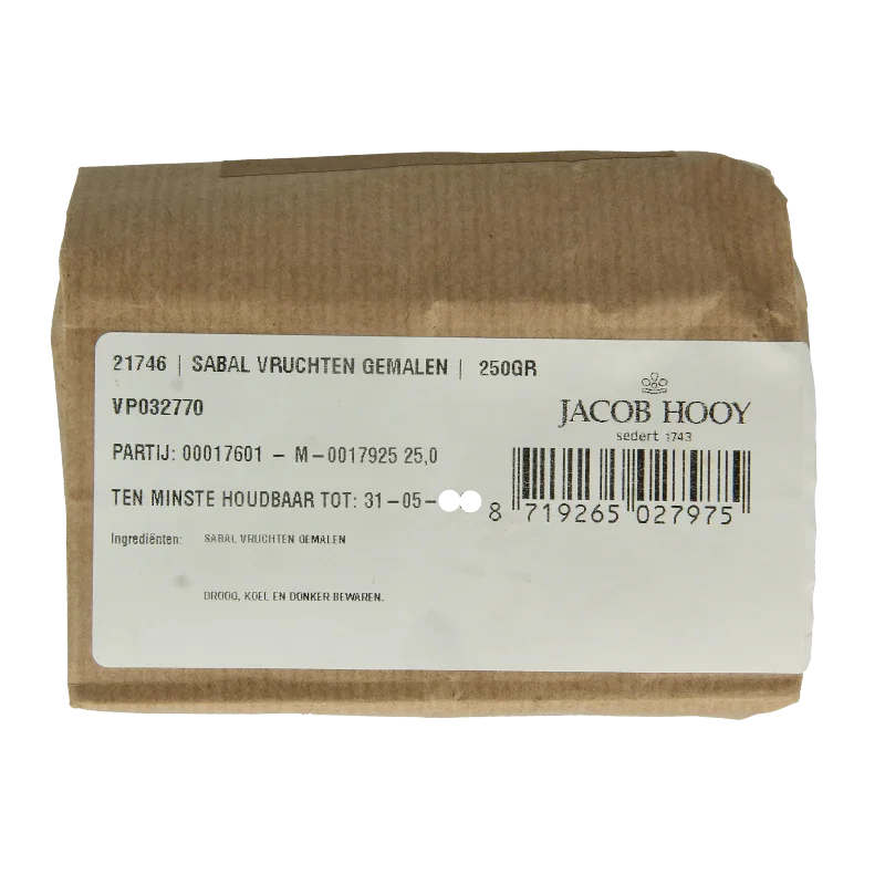 Jacob Hooy Sabal vruchten/zaagpalmbessen gemalen 250 Gram