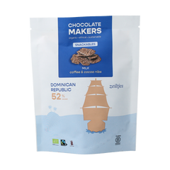 Chocolatemakers Zeiltjes melk 52% met cacaonibs & koffie bio 100.00 Gram