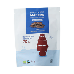 Chocolatemakers Zeiltjes puur 70% met cacaonibs & zeezout bio 100.00 Gram