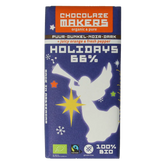 Chocolatemakers Holiday bar 65% met sinaasappel-kruidnagel bio 85 Gram
