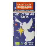 Chocolatemakers Holiday bar 65% met sinaasappel-kruidnagel bio 85 Gram
