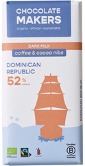 Chocolatemakers Reep tres hombres 52% melk cacaonibs & koffie bio 80.00 Gram