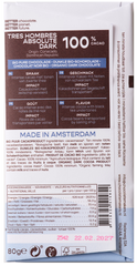 Chocolatemakers Reep tres hombres 100% extra puur fairtrade bio 80.00 Gram