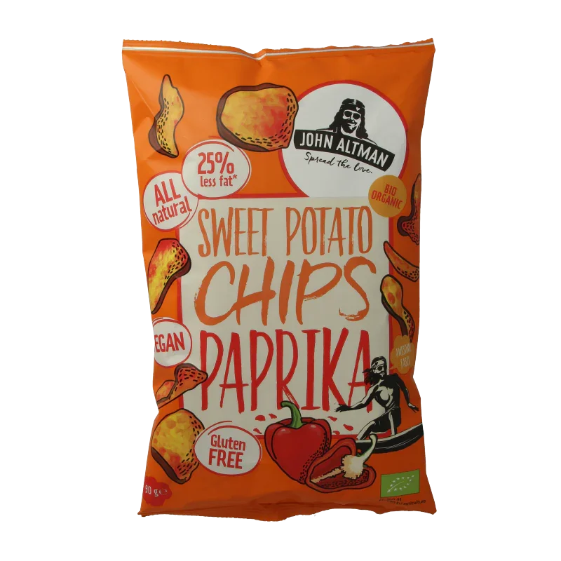 John Altman Zoete aardappel chips paprika bio 90 Gram
