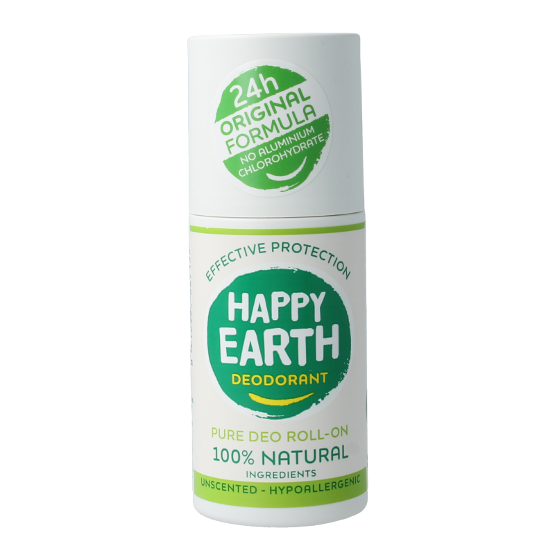 Happy Earth Pure deodorant roll-on unscented 75 Milliliter