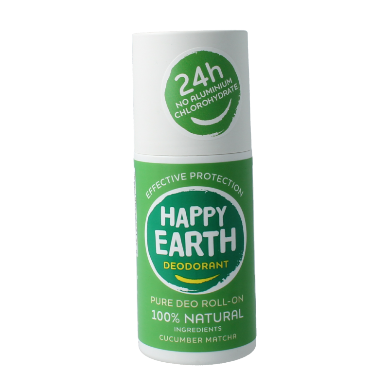 Happy Earth Pure deodorant roll-on cucumber matcha 75 Milliliter
