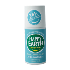 Happy Earth Pure deodorant roll-on cedar lime 75 Milliliter