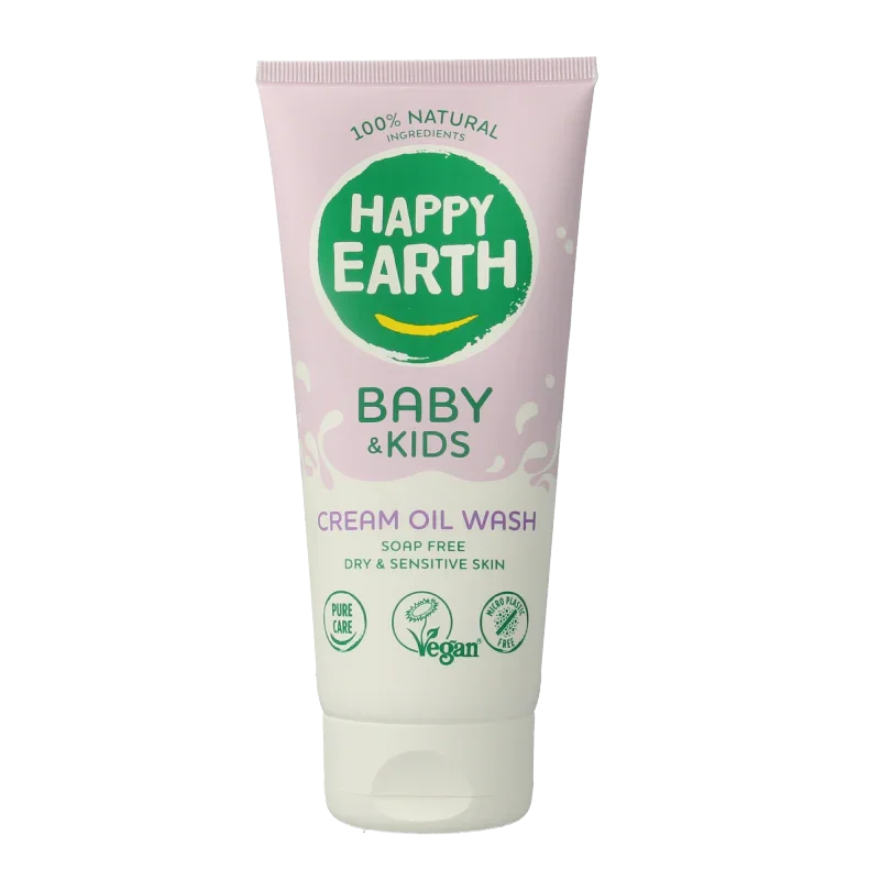 Happy Earth Wasgel creme olie baby & kids 200 Milliliter