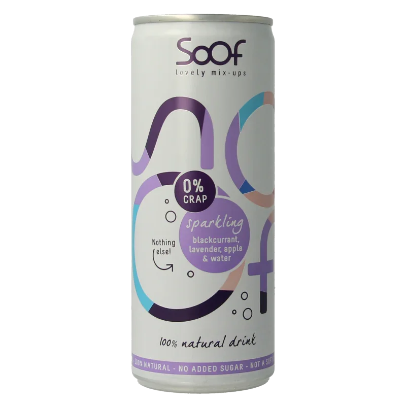 Soof Drinks Sparkling zwarte bes lavendel & appel 250 Milliliter