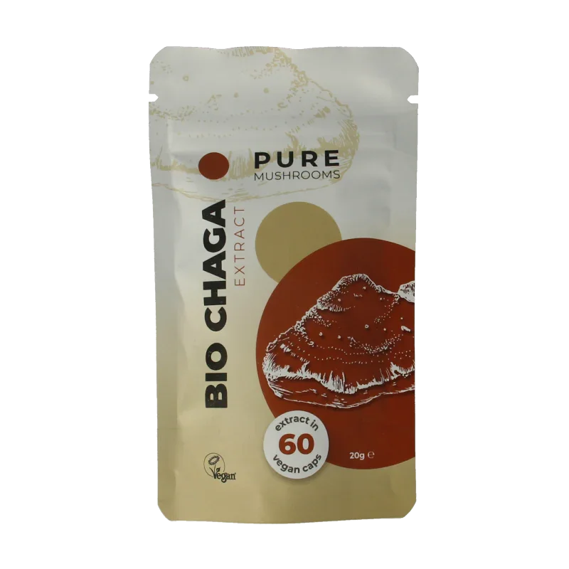 Pure Mushrooms Chaga paddenstoel extract bio 60 Vegetarische capsules
