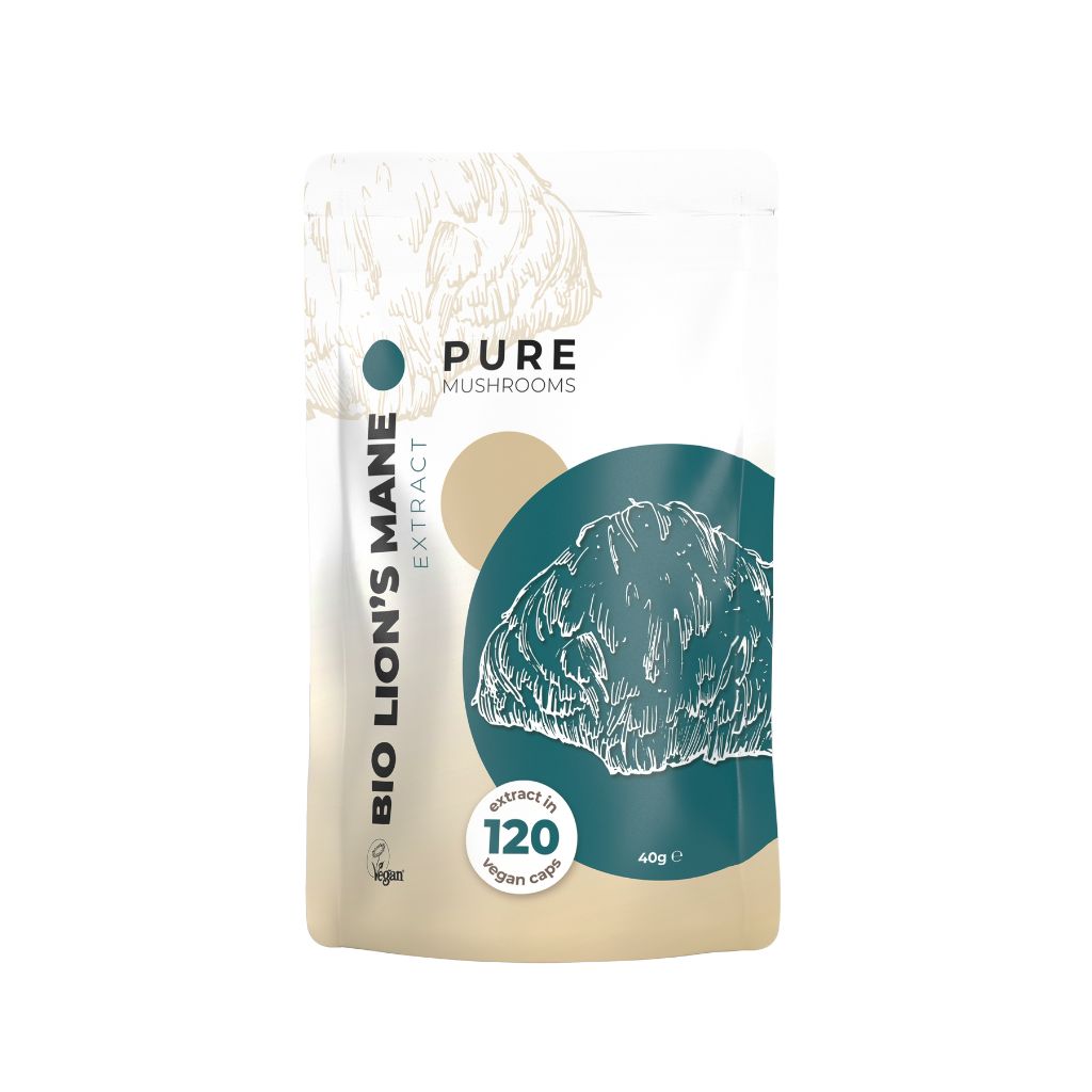 Pure Mushrooms Lion's mane paddenstoelen extract bio 120 Vegetarische capsules