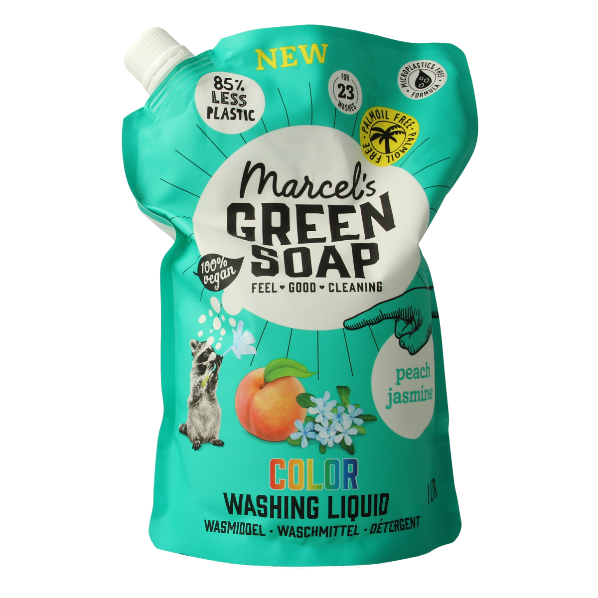 Marcel's Green Soap Wasmiddel kleur perzik & jasmijn navul 1.00 Liter