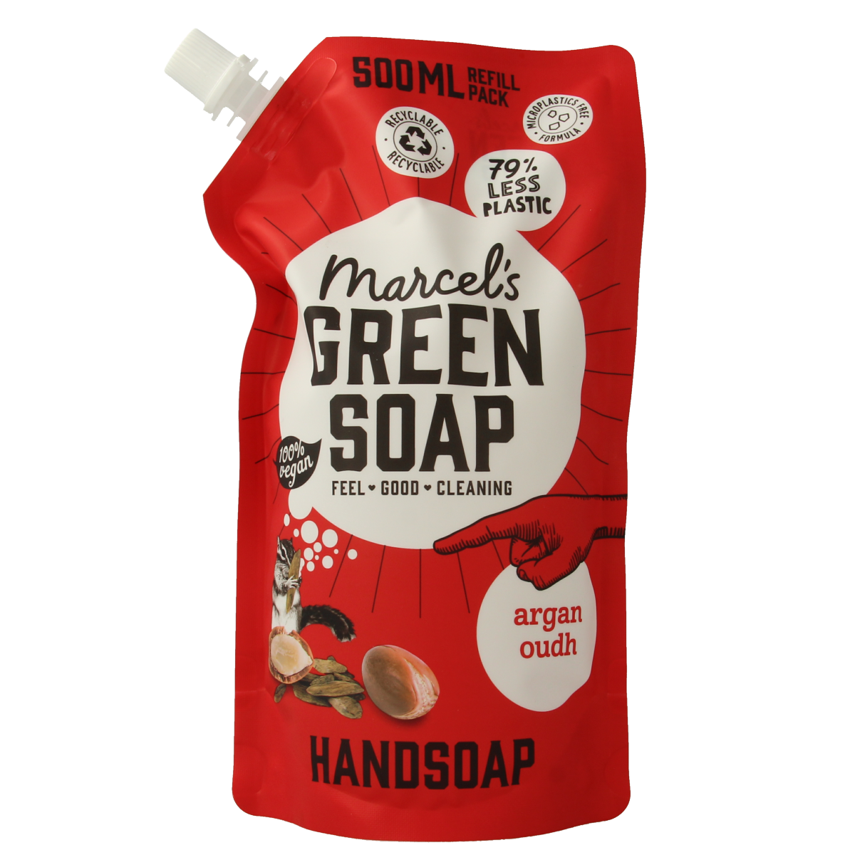 Marcel's Green Soap Handzeep argan & oudh navul 500.00 Milliliter