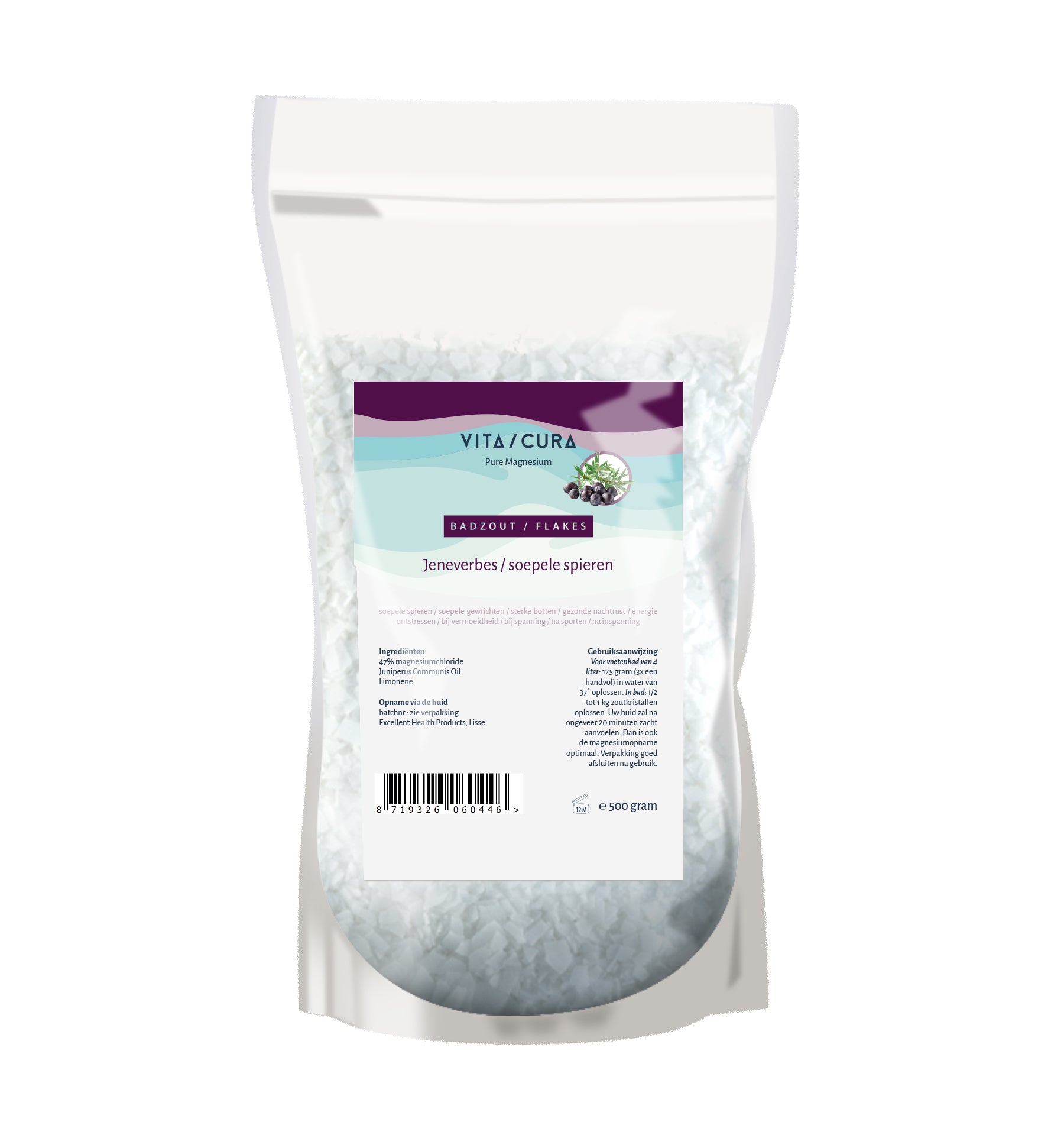 Vitacura Magnesium zout/flakes jeneverbes 500 Gram