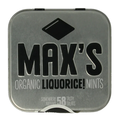 Max mints Liquorice blikje vierkant bio 35 Gram
