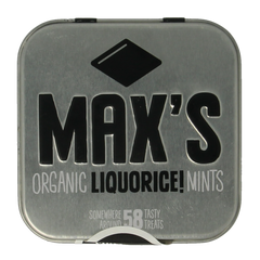 Max mints Liquorice blikje vierkant bio 35.00 Gram