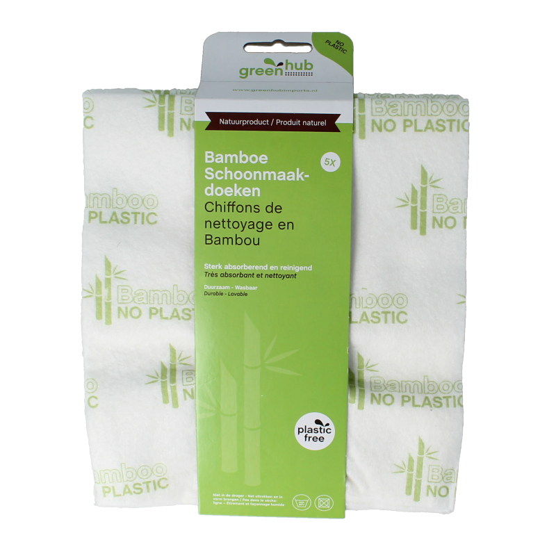 Greenhub Schoonmaakdoeken bamboe 5 Stuks