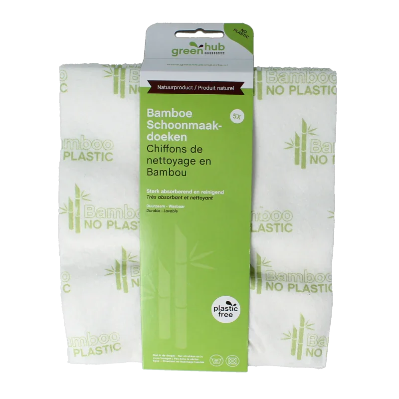 Greenhub Schoonmaakdoeken bamboe 5 Stuks