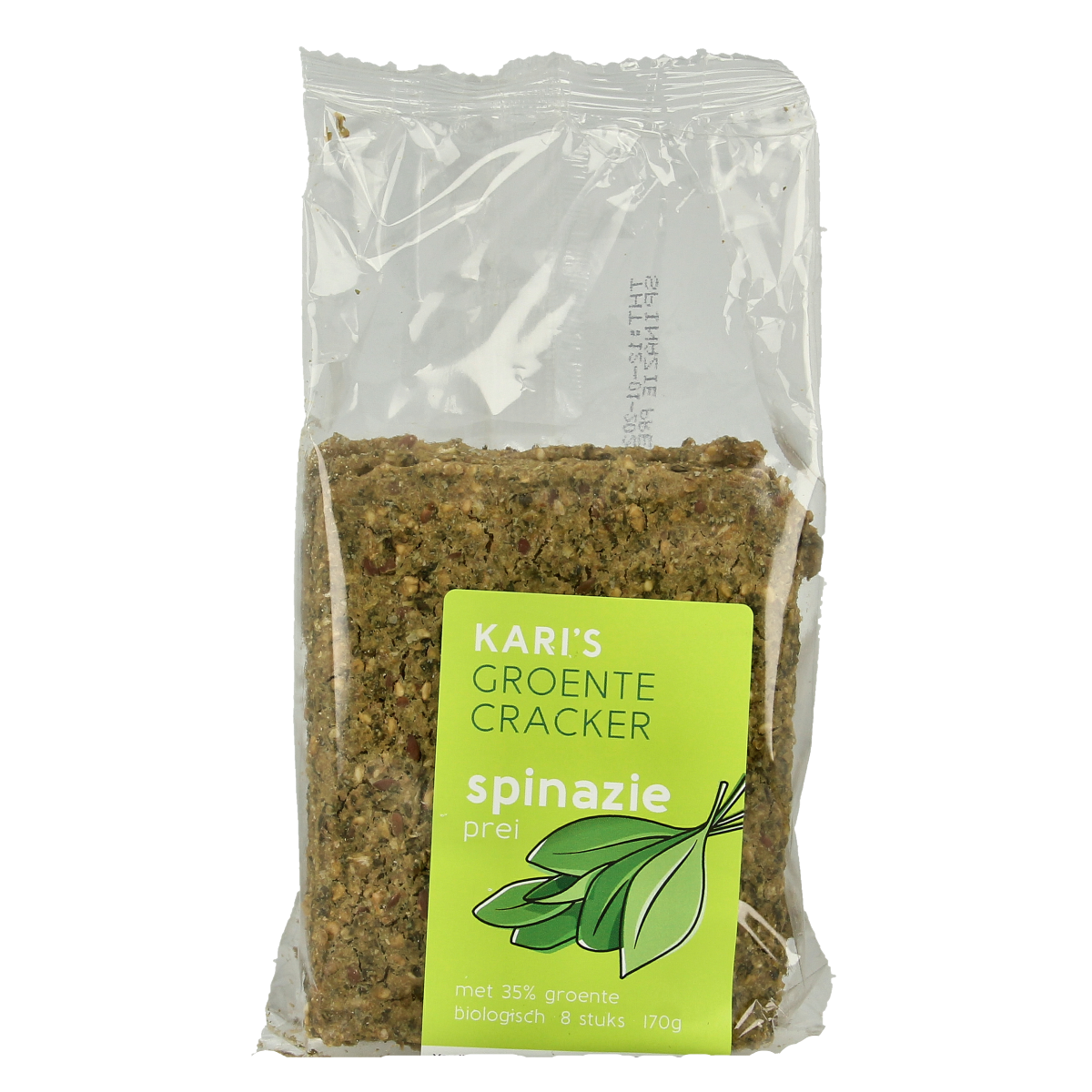 Kari's Crackers Groentecracker spinazie prei bio 175.00 Gram
