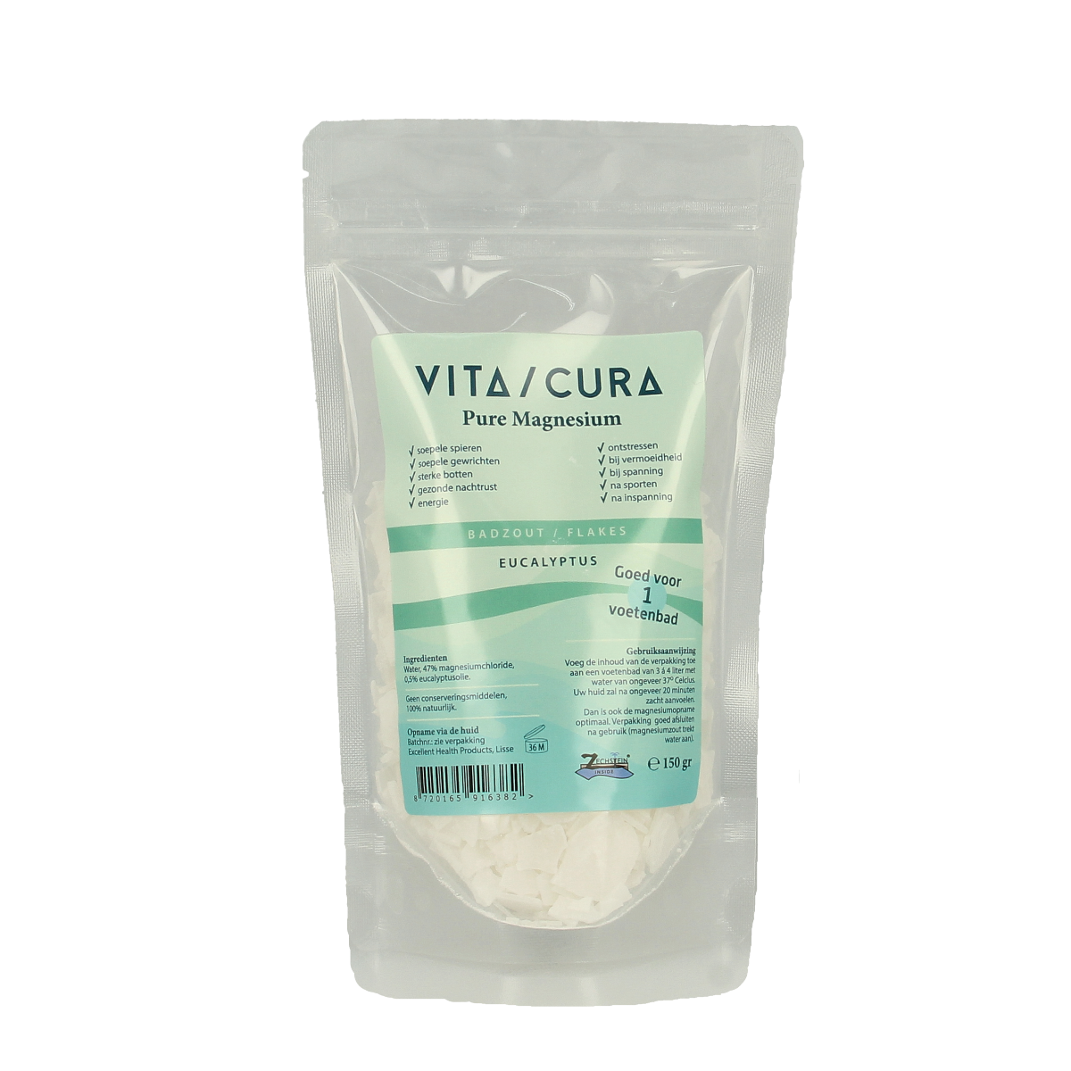 Vitacura Magnesium zout flakes eucalyptus 150.00 Gram