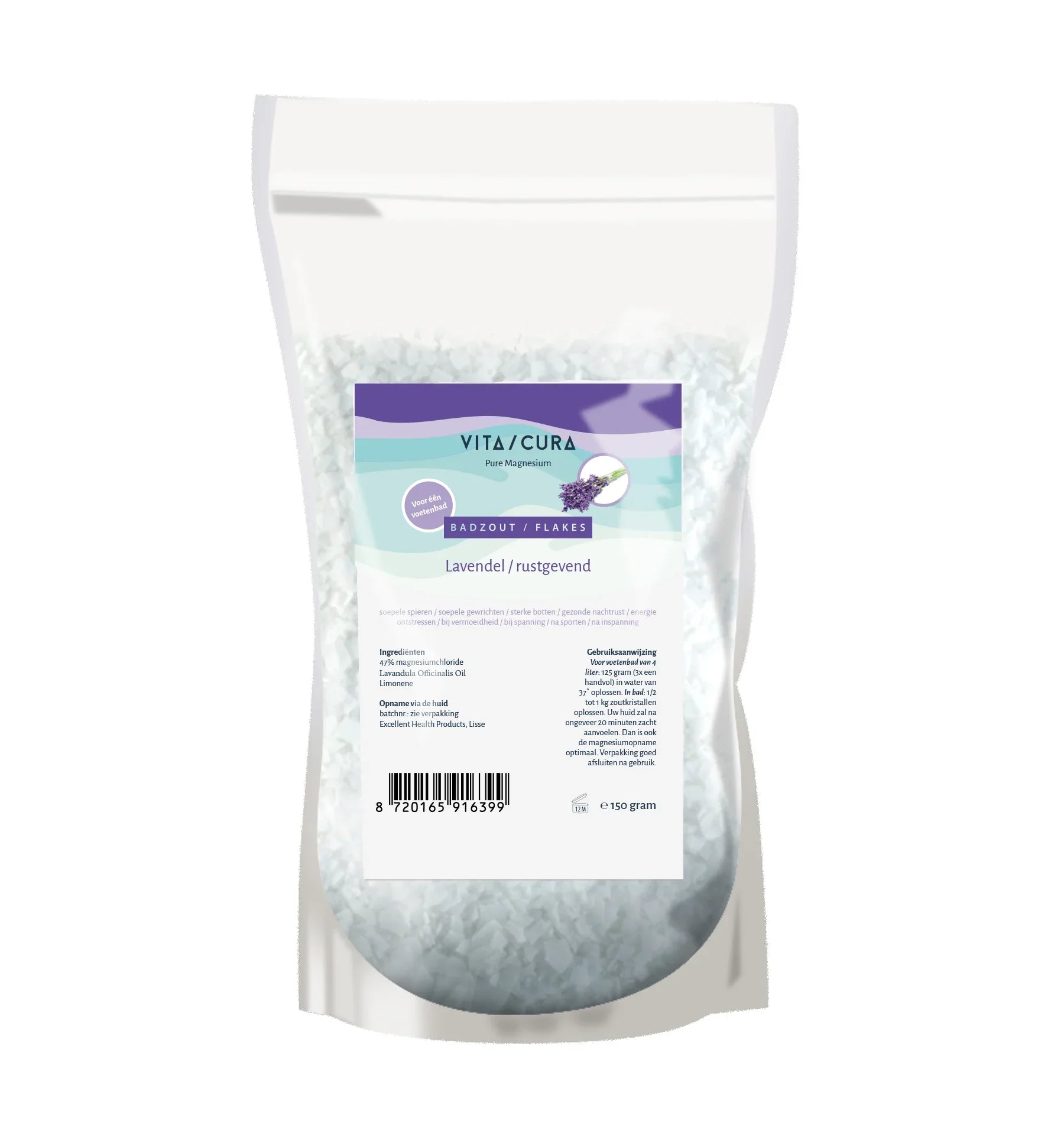 Vitacura Magnesium zout flakes lavendel 150 Gram