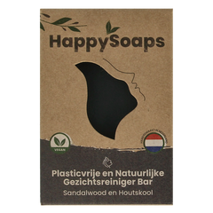 Happysoaps Gezichtsreiniger bar houtskool en sandelwood 70 Gram
