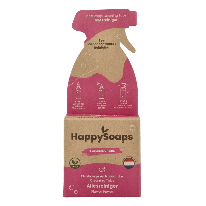 Happysoaps Cleaning tabs allesreiniger flower power 3 Stuks