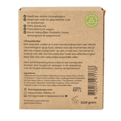 Happysoaps Anti insect bar citroen & krachtige munt 40 Gram