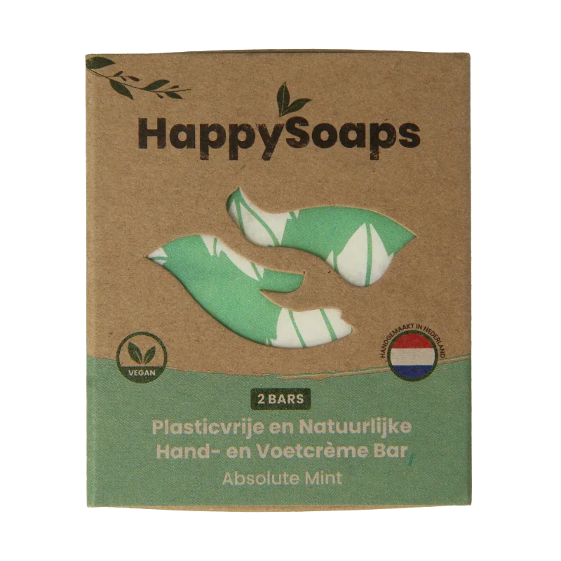 Happysoaps Hand & voetcreme bar absolute mint 40 Gram
