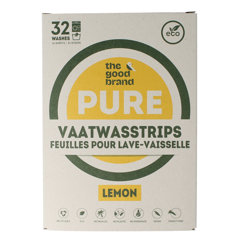 The Good Brand Vaatwasstrips lemon 32 Stuks