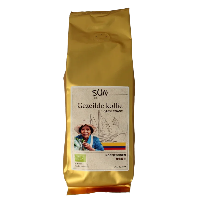 SUN Coffee Gezeilde koffiebonen dark roast bio 250 Gram
